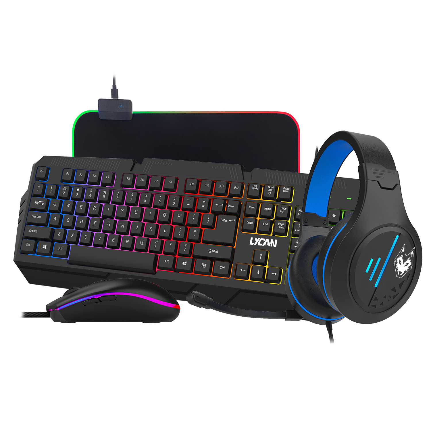 Remus Gaming Headset, Keyboard, Mouse & Pad Combo